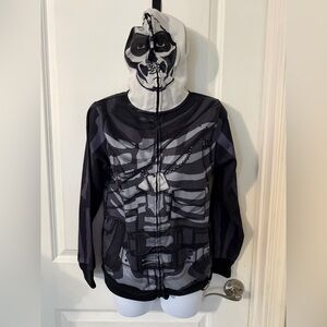 Fortnite Kids Skeleton Zip-Up Hoodie - Black and White